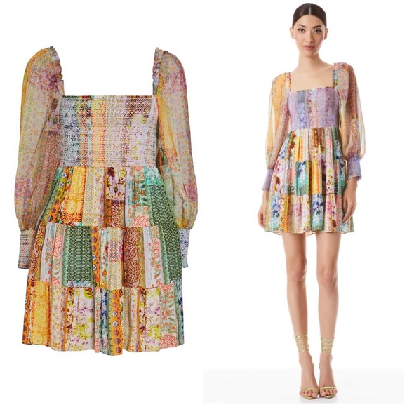 Alice + Olivia Dresses & Skirts - Alice and Olivia “Rowen Square Neck Tiered Mini Dress”